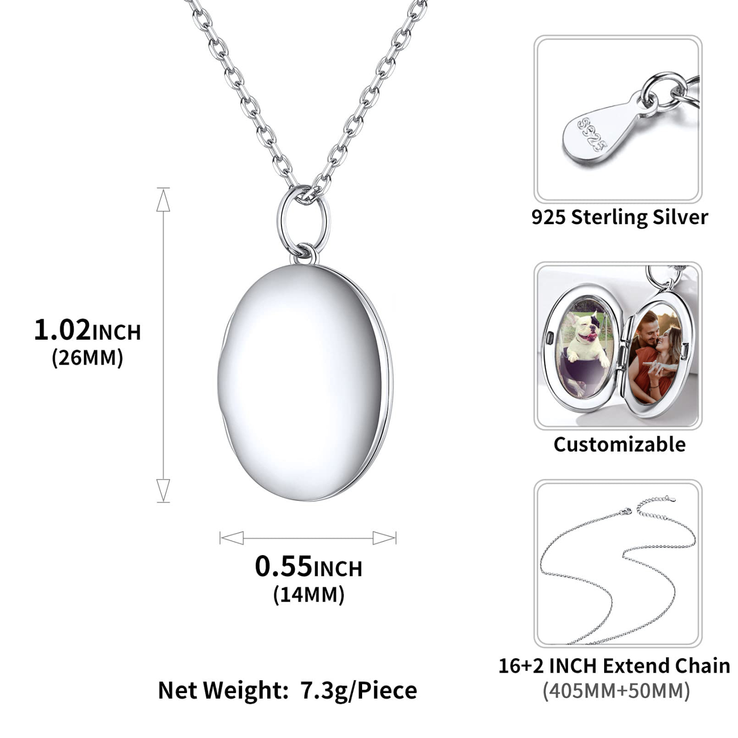 Personalized Photo Locket Engraved Necklaces for Women DETAIL