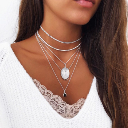 Custom Engraved Photo Oval Locket Necklace Gold Plated Copper with Chain