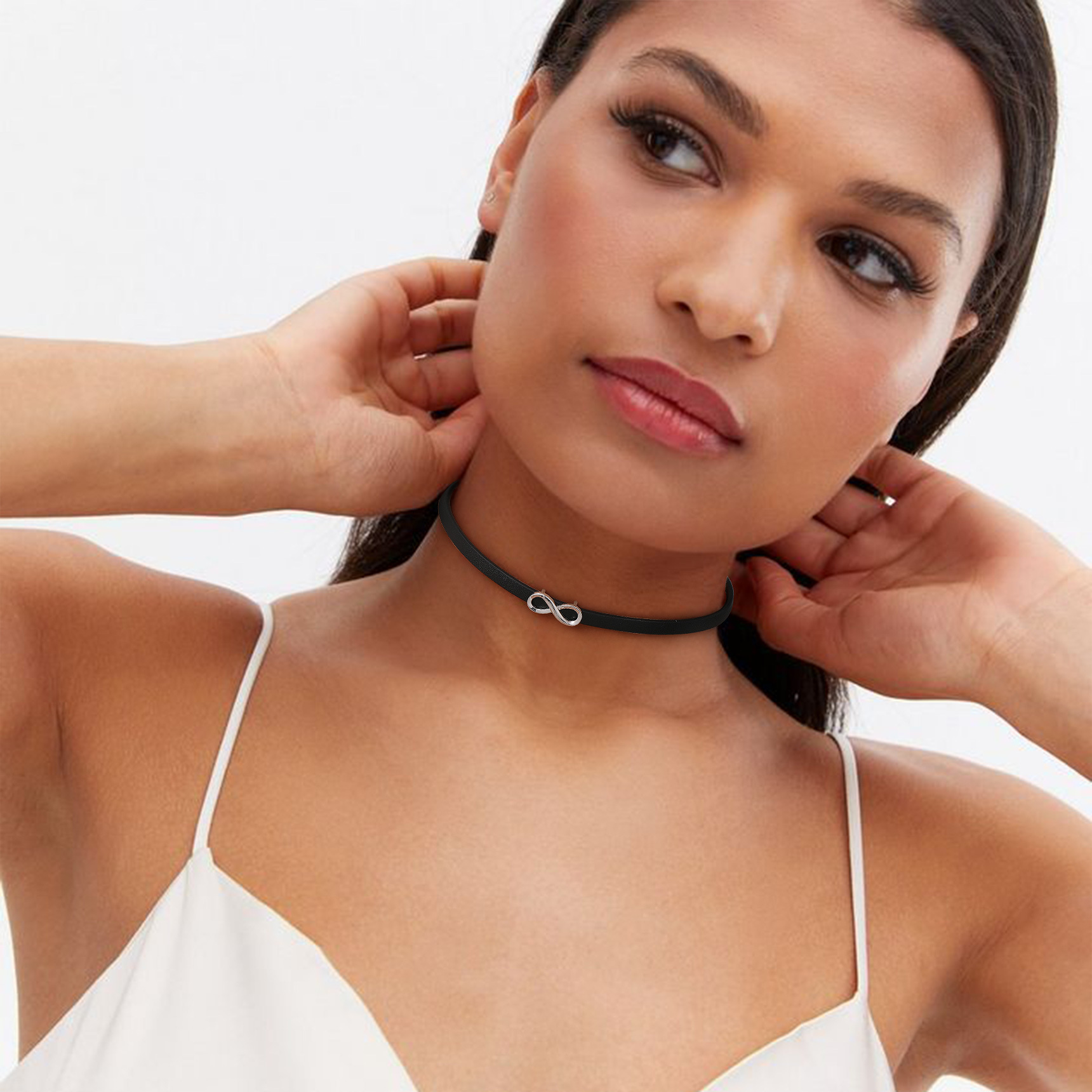 Personalized Engraved Name Infinity Choker Necklace model