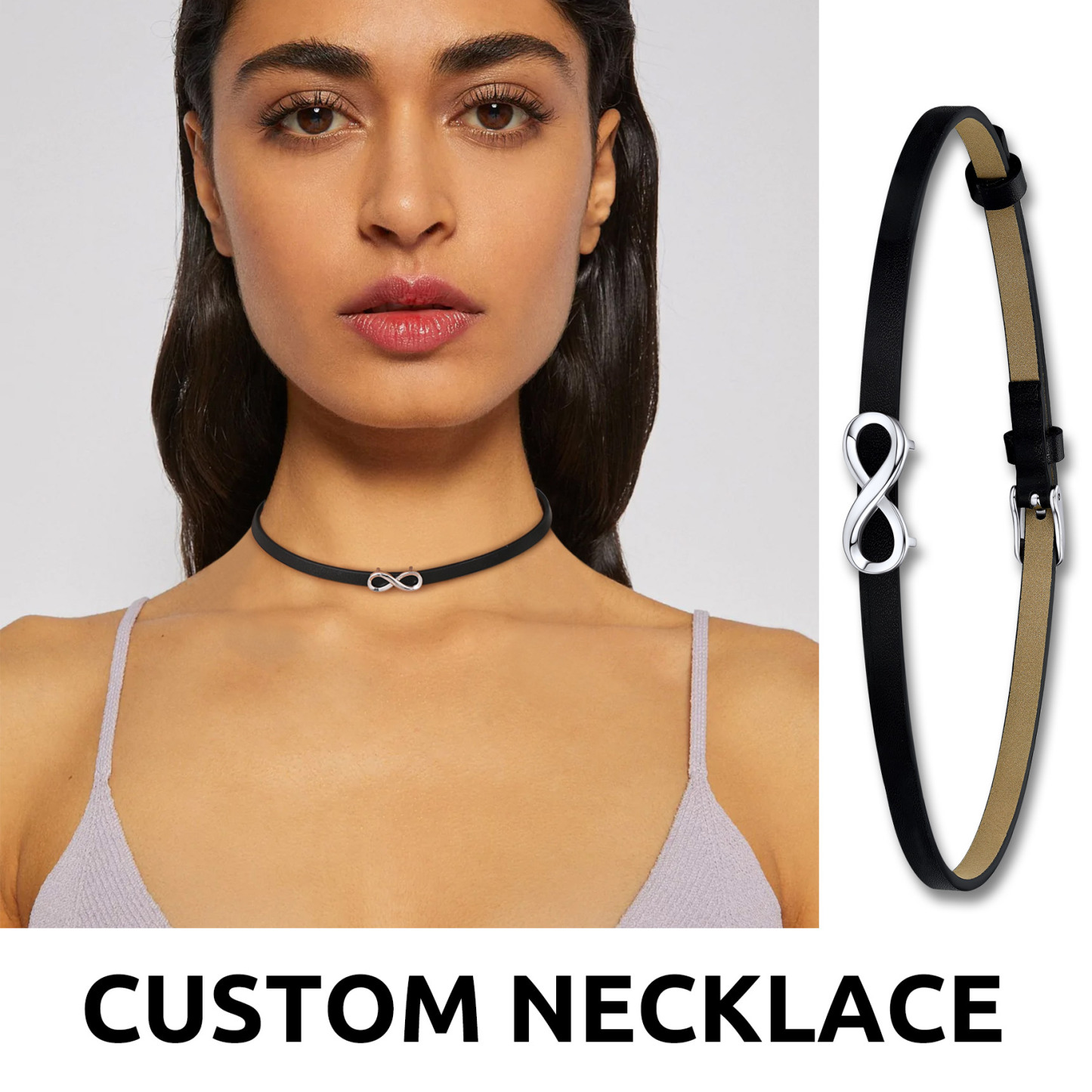 Name Leather Choker Necklace for Women 