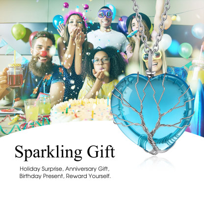 Birthstone Heart Wrapped Healing Crystal Pendant Necklace