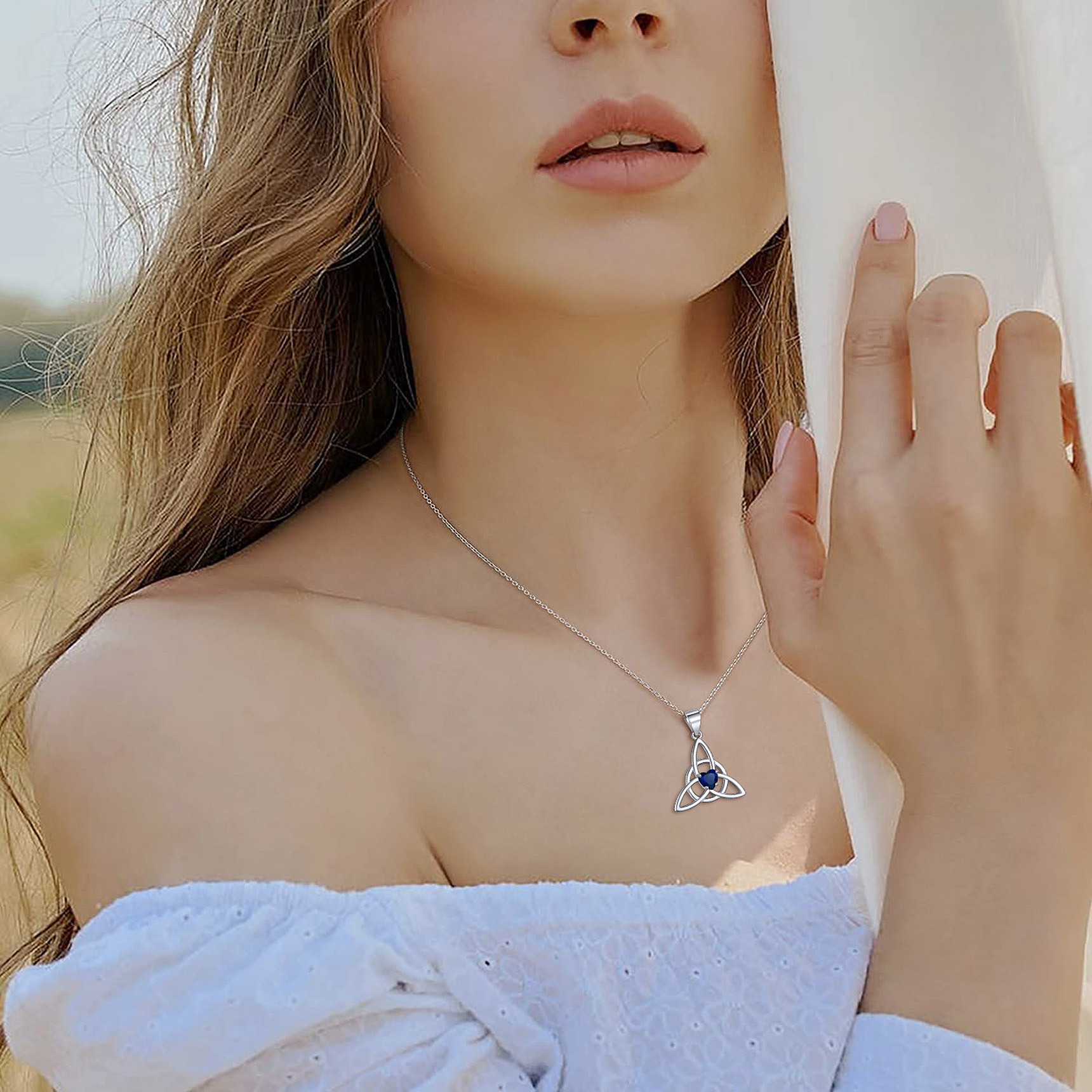 Birthstone Celtic Knot Necklace for Women model