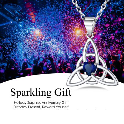 Birthstone Celtic Knot Pendant Necklace for Women sparkling gift