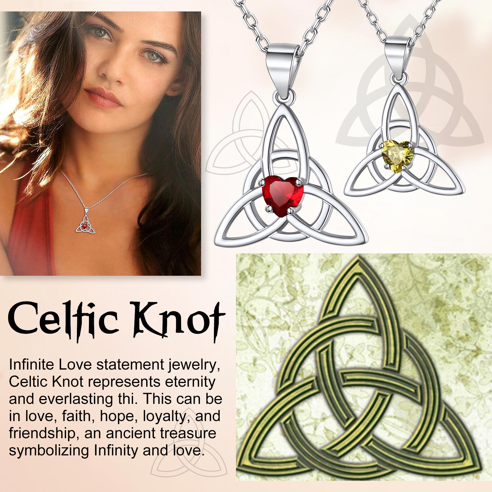 Birthstone Celtic Knot Necklace for Women