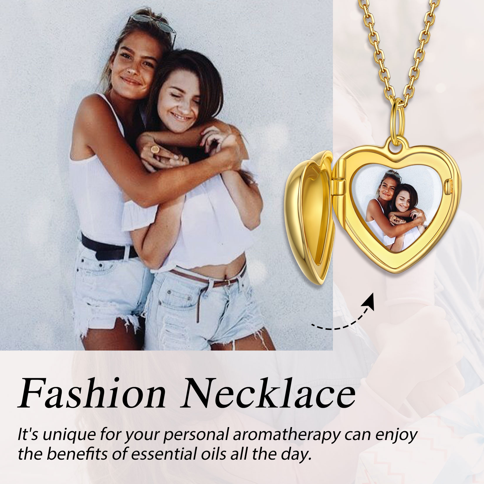 Personalized Photo Heart Silver Locket Necklace scene