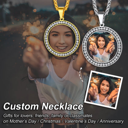 Custom Photo Round Pendant Necklace for Men Women 