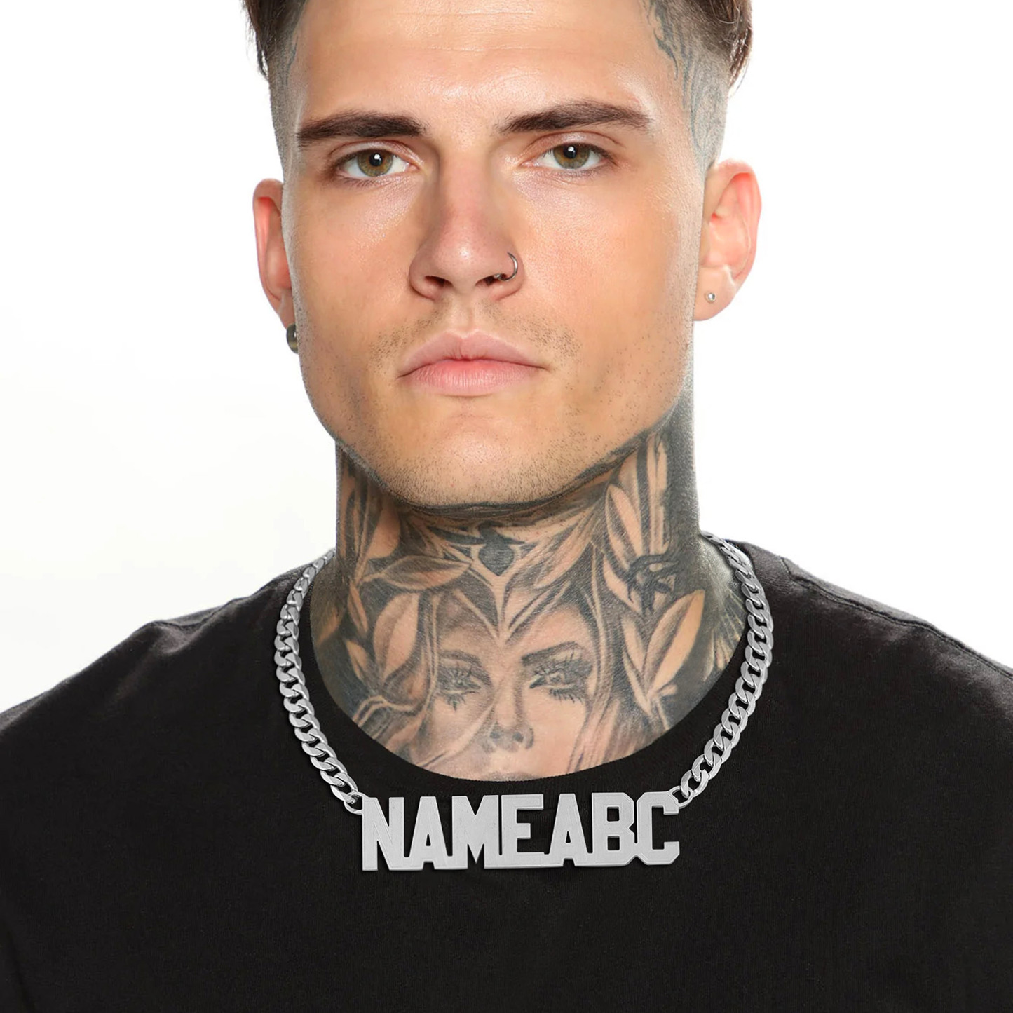 Personalized Name Necklace with Curb Chains model