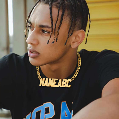 Personalized Name Necklace with Curb Chains for Men model