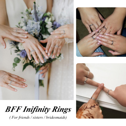 Infinity Engraved 925 Sterling Silver Promise Rings For Women  model show bff