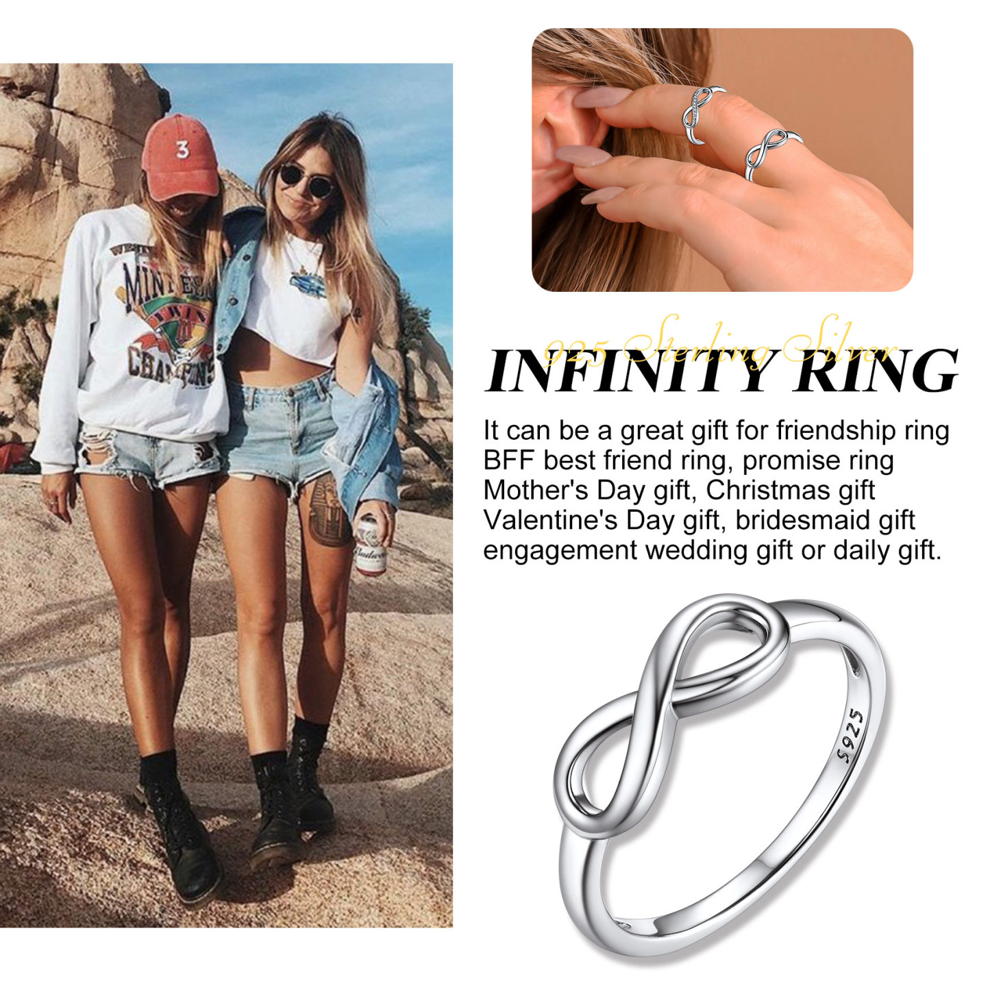 Infinity 925 Sterling Silver Promise Rings For Women