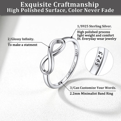 Infinity Engraved 925 Sterling Silver Promise Rings For Women