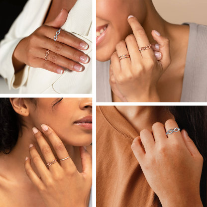 Infinity Engraved 925 Sterling Silver Promise Rings For Women model show