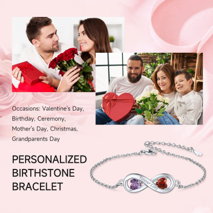 Name Birthstone Infinity Sterling Silver Bracelets