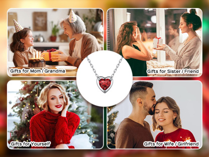 Sterling Silver Birthstone Heart Crystal Necklace For Women