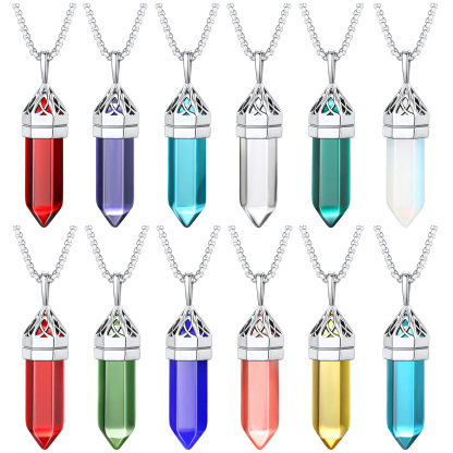 Crystal Pendant Hexagonal Synthetic Birthstone Neckclace  collection