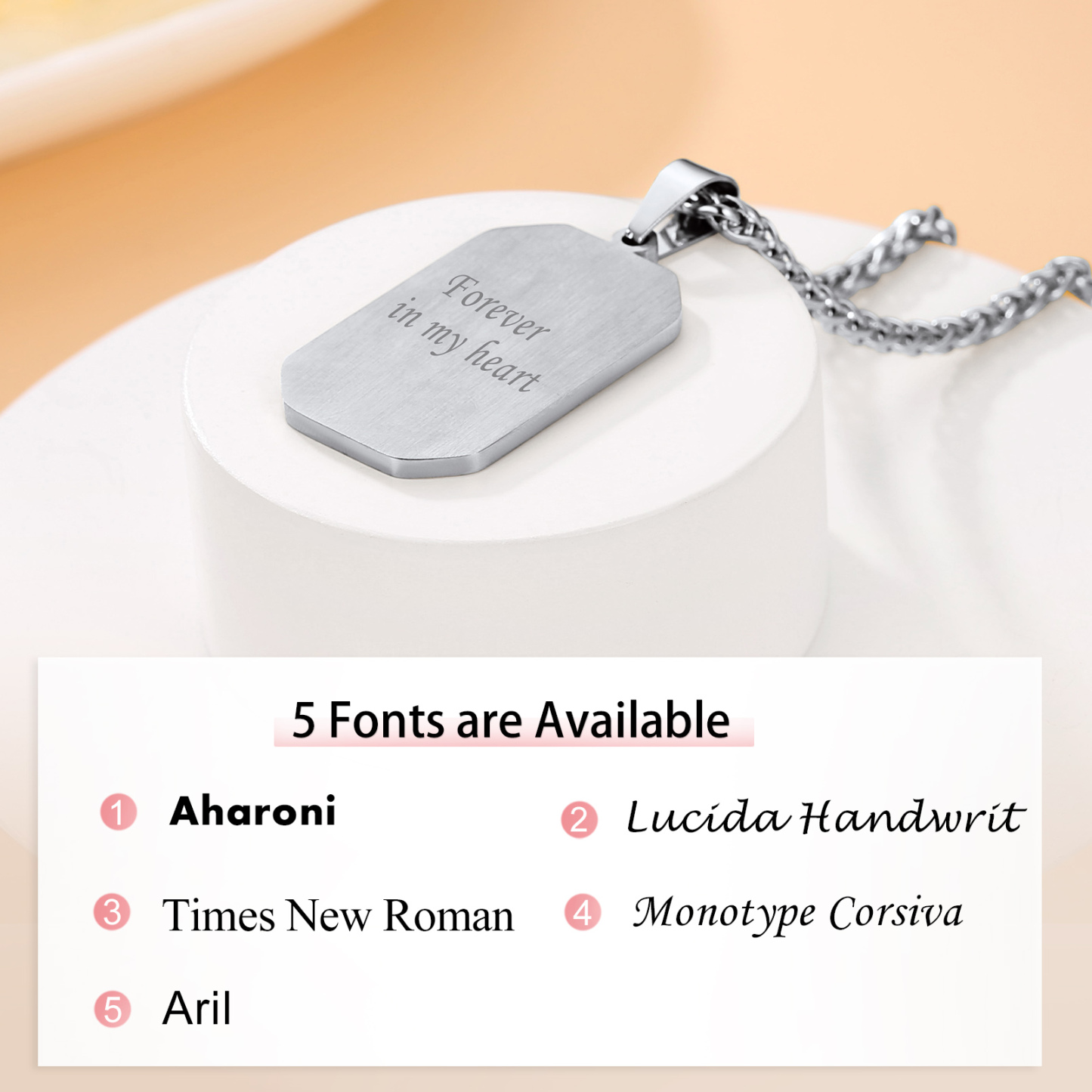 Customized Octagon Dog Tag Picture Necklace