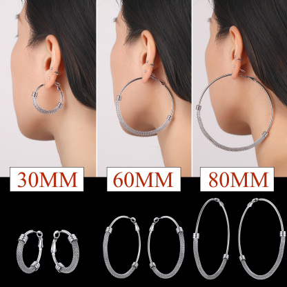 Stainless Steel Trendy Dop Hoop Earrings For Women 30mm/60mm/80mm