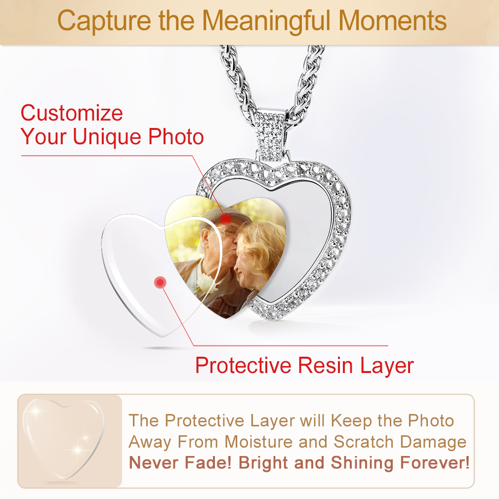Personalized Photo Heart Necklace  Memorial Gifts