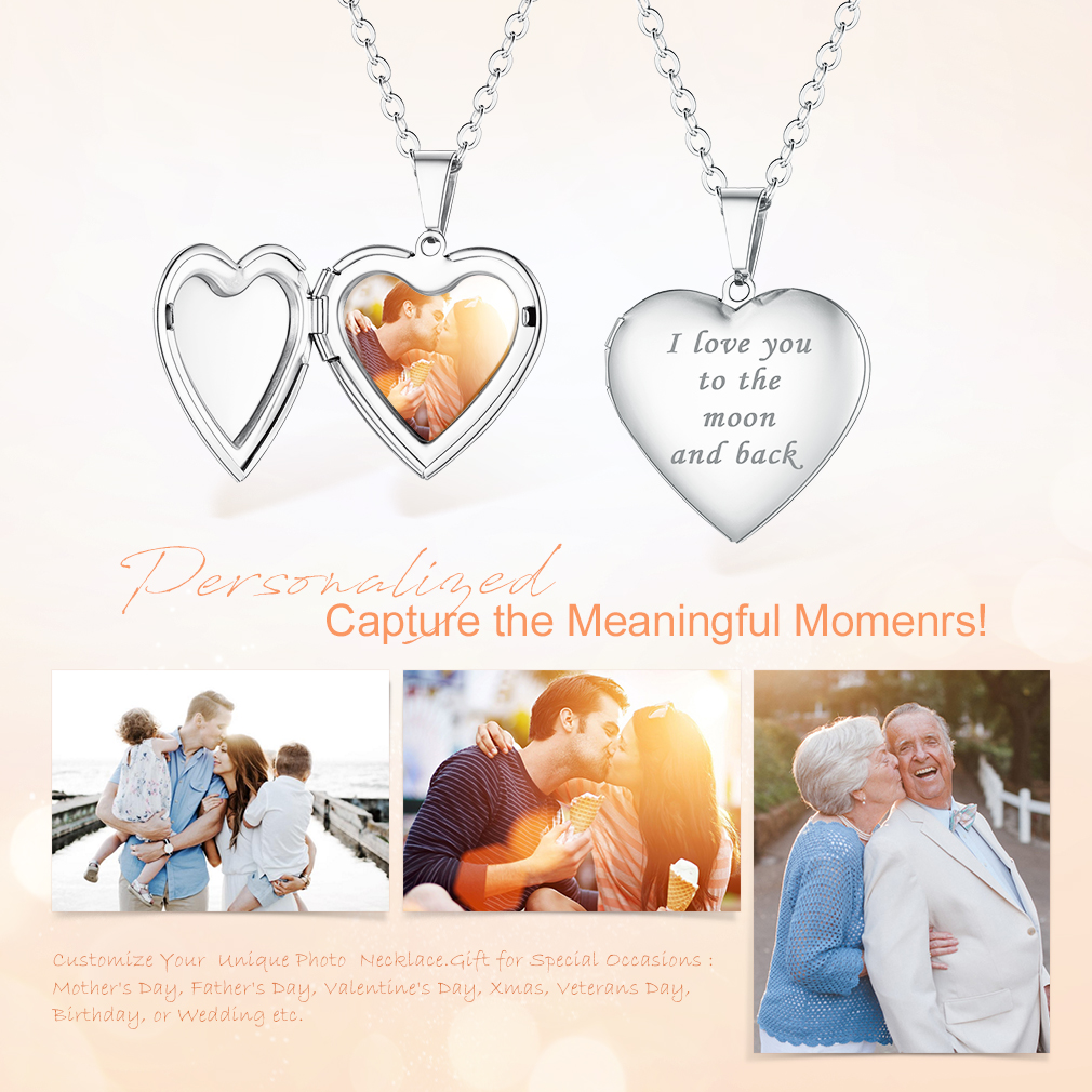Heart Locket Necklace with Pictures for Women