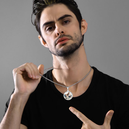 Personalized Photo Bible Verse Necklaces model