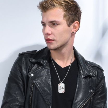 Custom Engraved Baseball Number Dog Tags Pendant Necklace model