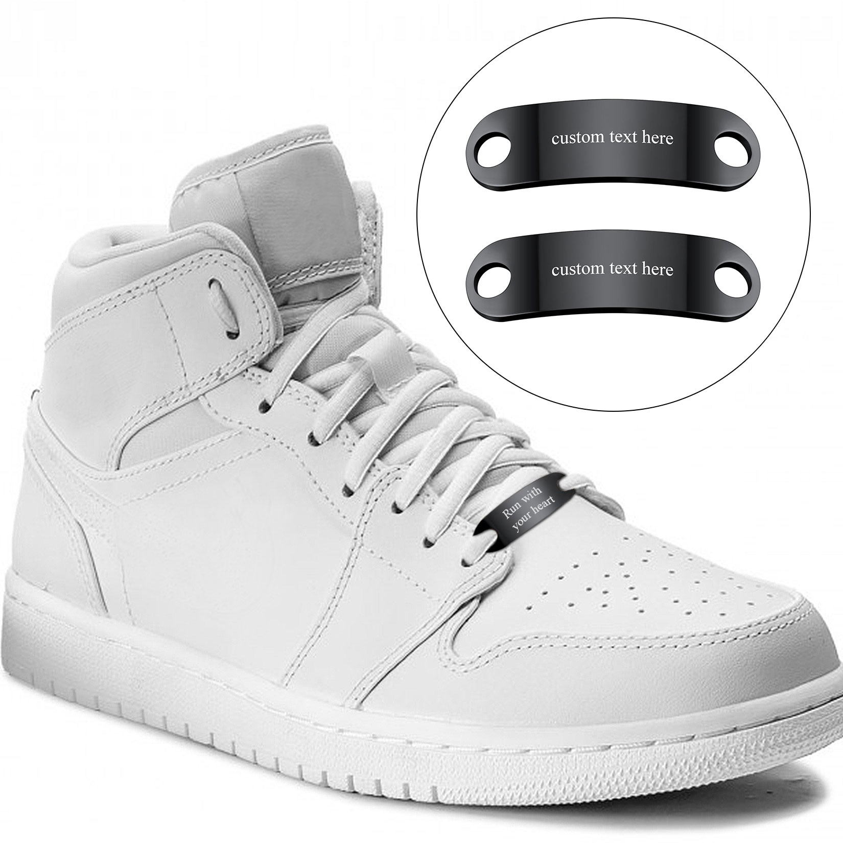 2PCS Custom Name Shoelace Buckle for Men model black