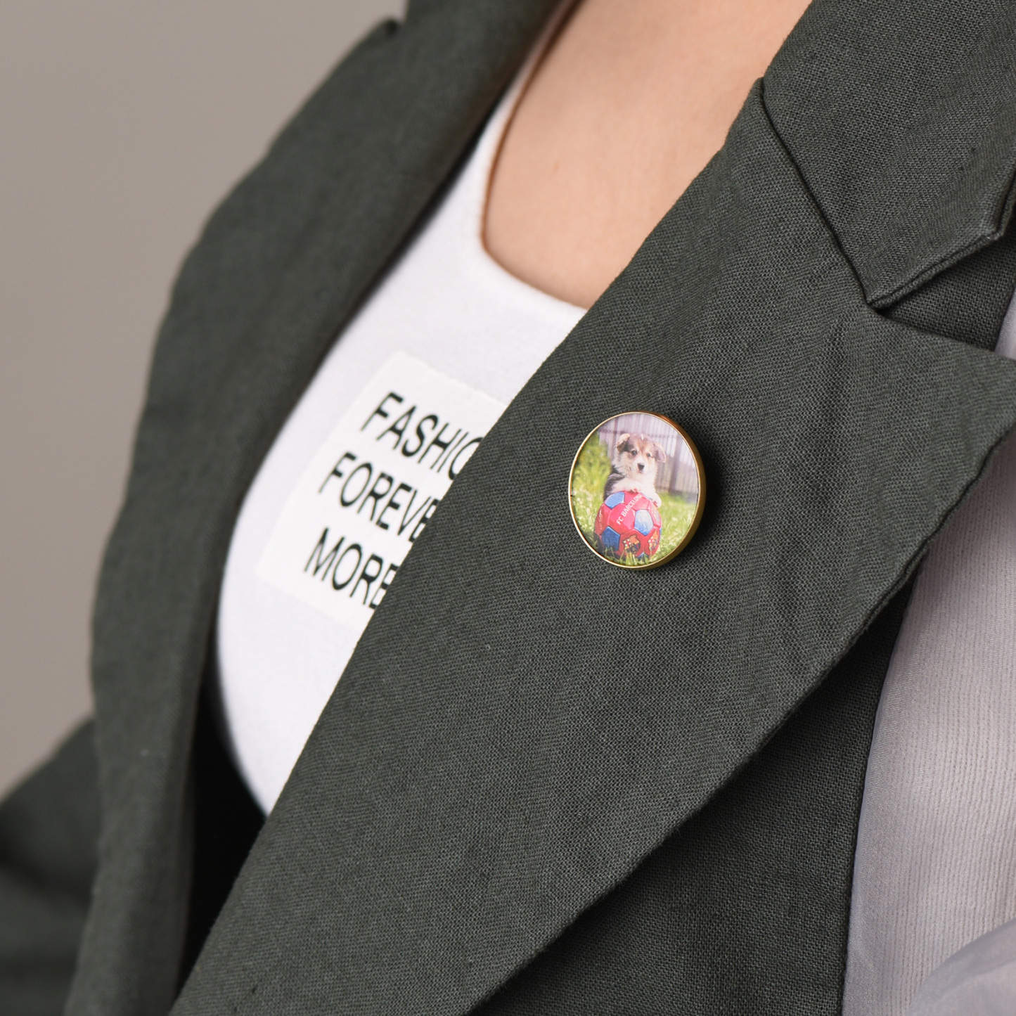 Custom Wedding Charms Photo Brooch Memorial Pins model gold