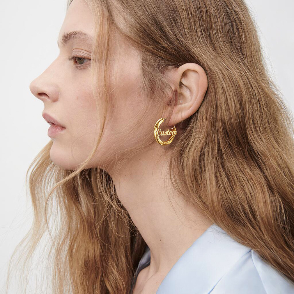 Hoop Earrings Name Earrings Personalized for Women model