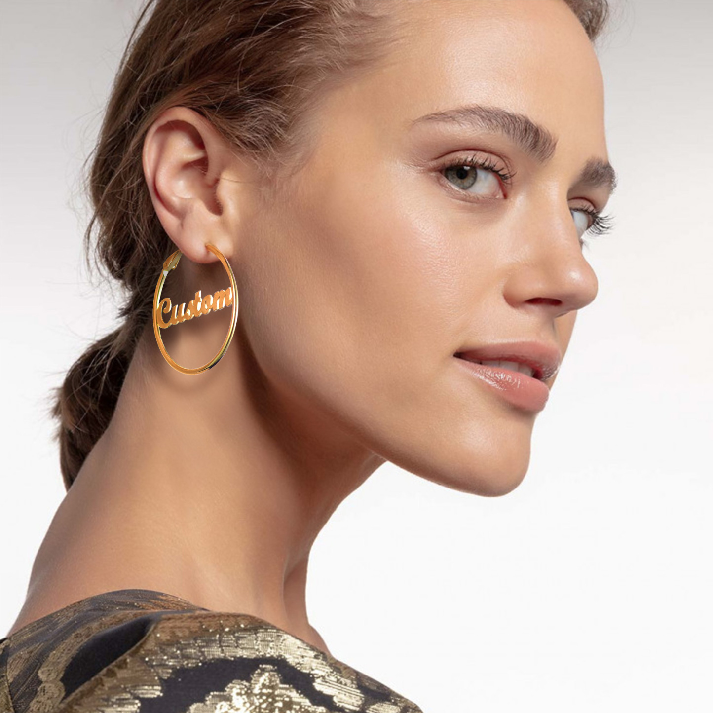 Personalized Name Lightweight Large Hoop Earrings 40/50/70mm model