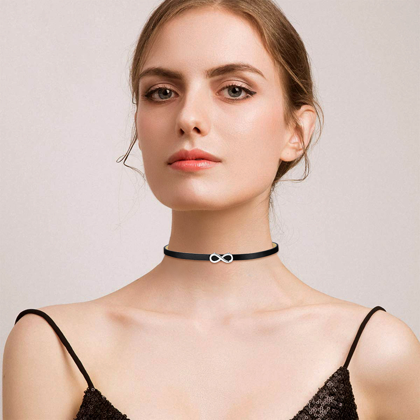 Personalized Engraved Name Infinity Choker Necklace for Women model