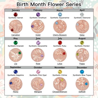 Personalized Birth Flower Birthstone Necklace for women ROSE GOLD