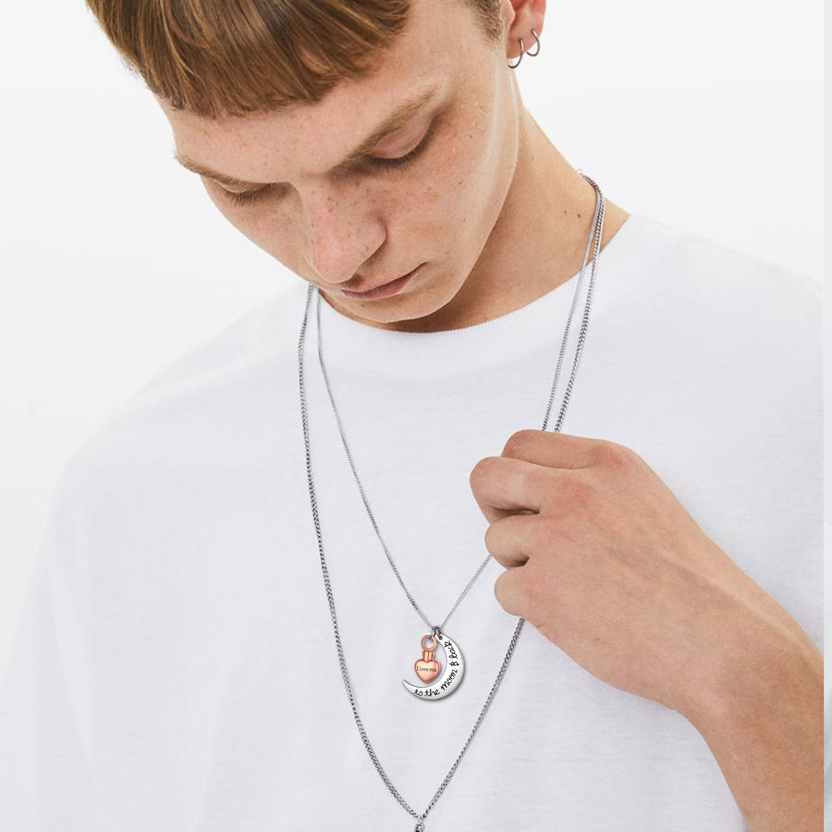 Personalized Moon Heart Urn Necklaces 