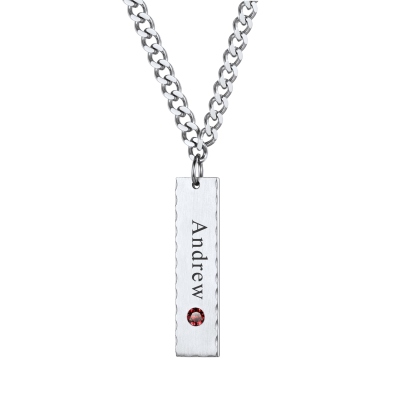  birthstone bar name necklace silver 1