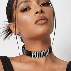 Personalized Women's Choker Leather Name Necklace
