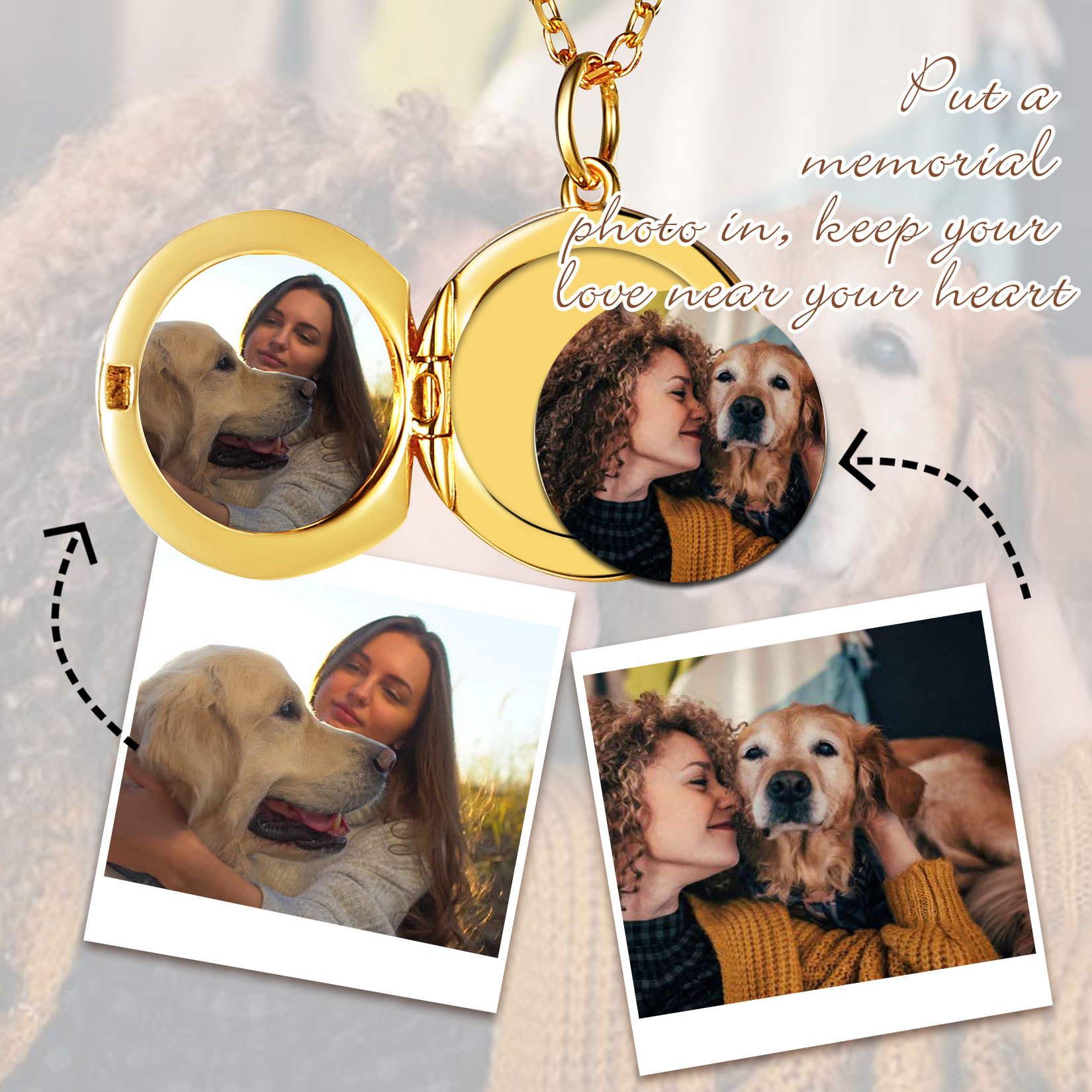 Personalized Photo Round Circle Locket Pendant Necklace for Women 