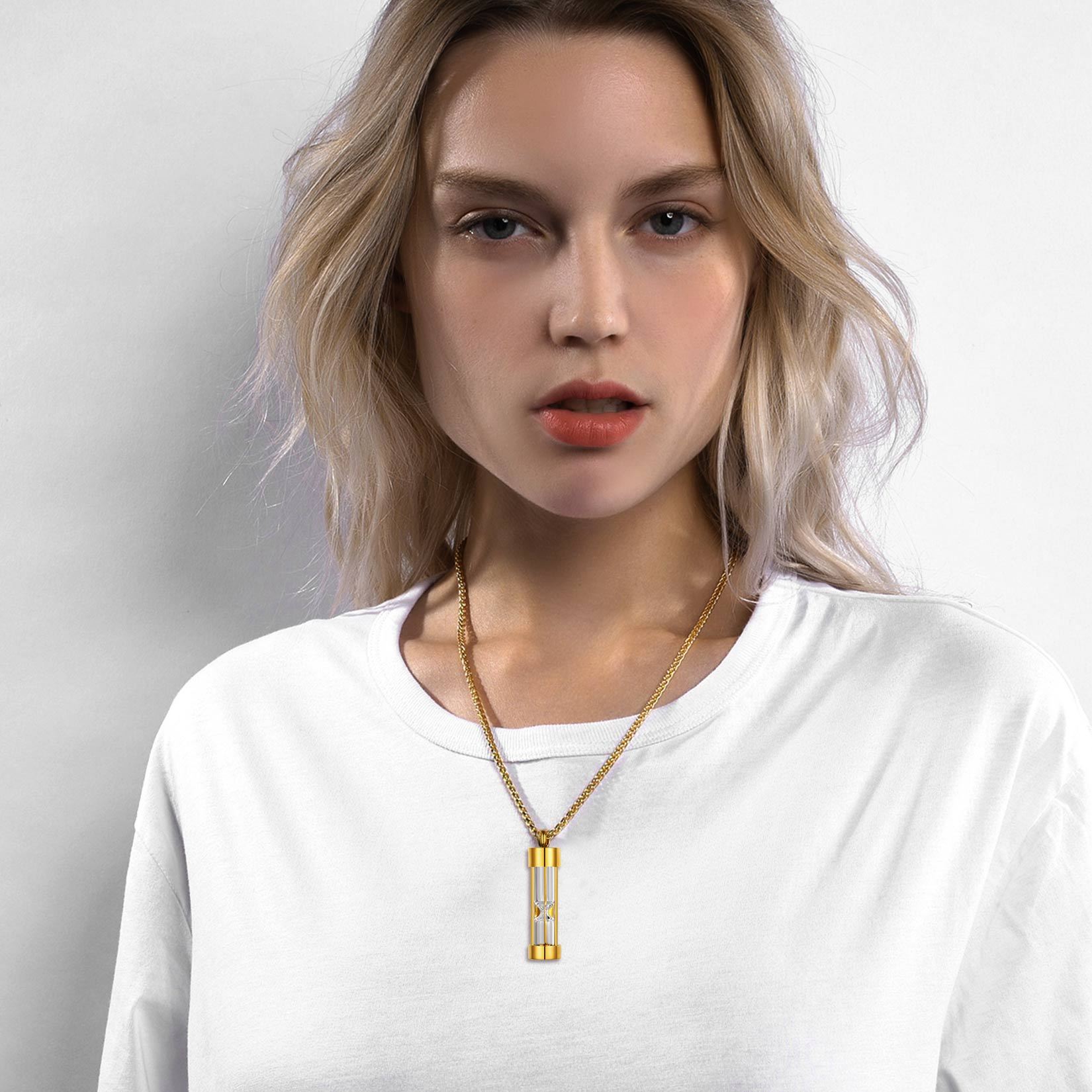 Urn Cremation Pendant Necklace for Ashes Stainless Steel Memorial Jewelry MODEL