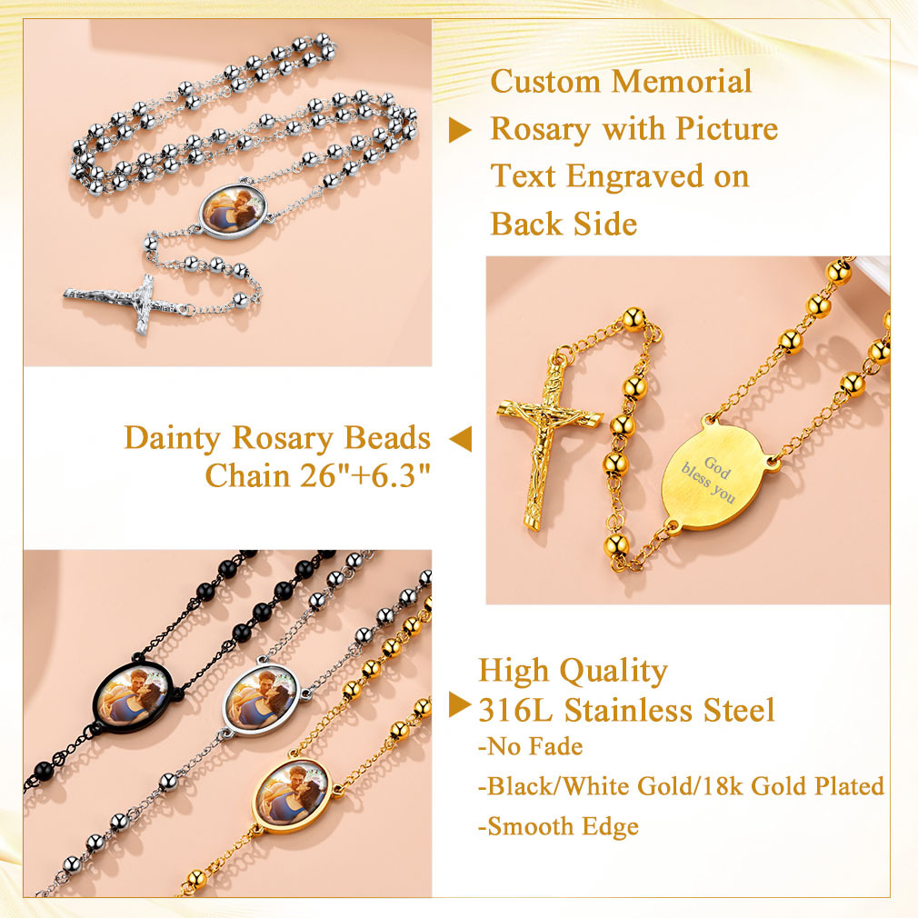 Personalized Rosary with Photo and Custom Engraving