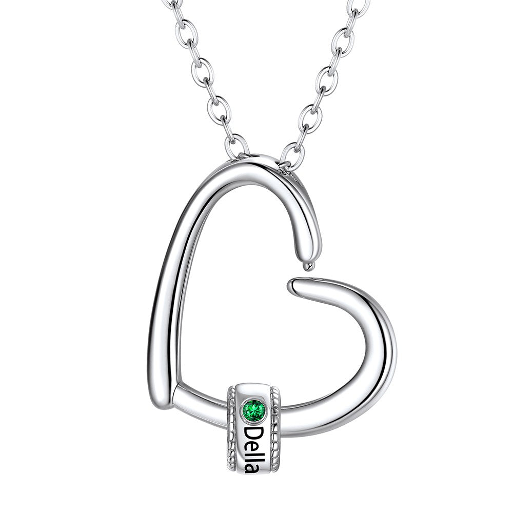 Personalized 1-4 Name Birthstone Bead Mom Necklace | Mother's Day Gift silver 1