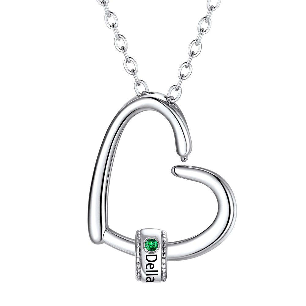 Personalized 1-4 Name Birthstone Bead Mom Necklace | Mother's Day Gift silver 1