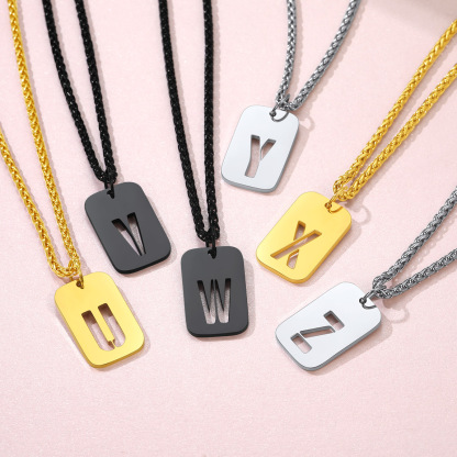 Customizable Military Dog Tag Initial Necklace with Free Engraving All Colors