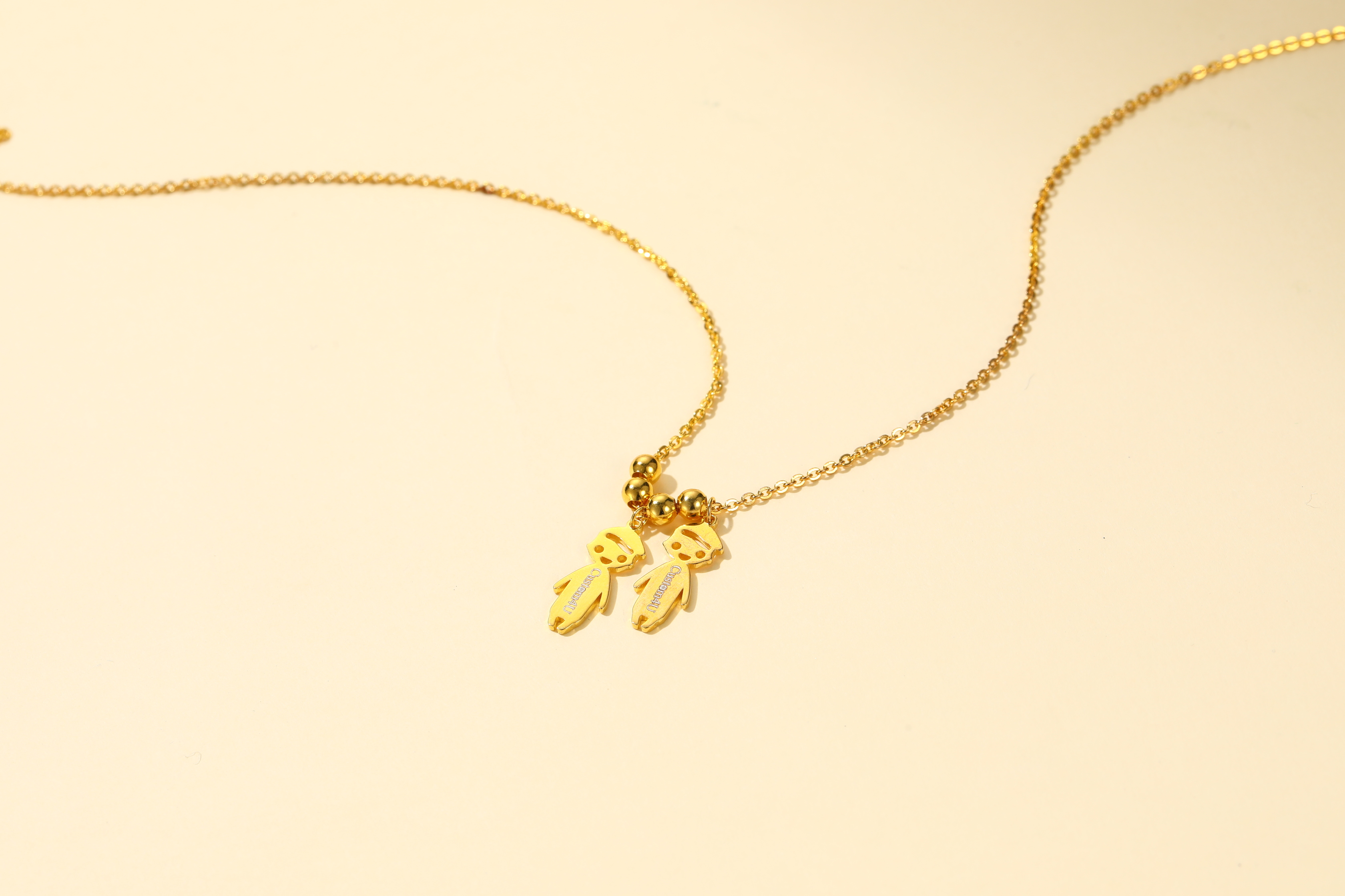 Custom4U Golden Twin Kids Necklace