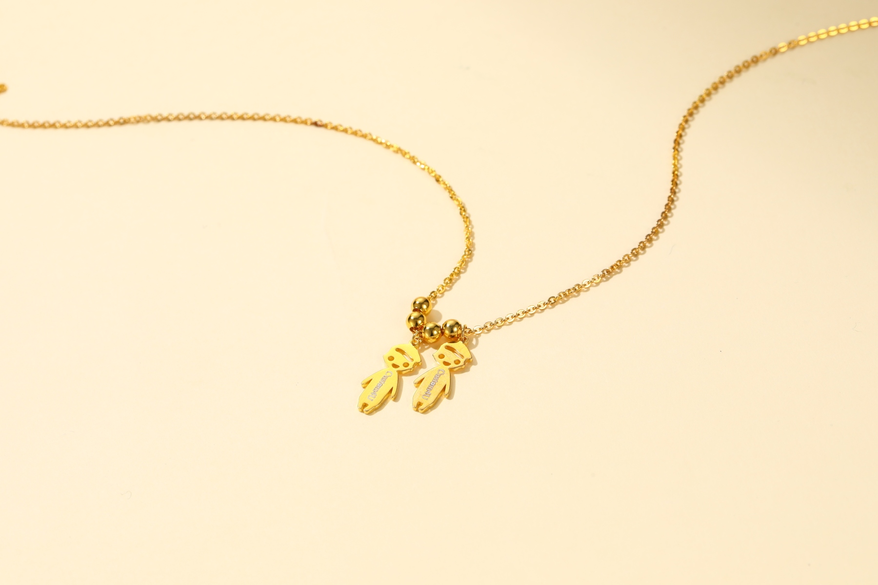 Custom4U Golden Twin Kids Necklace