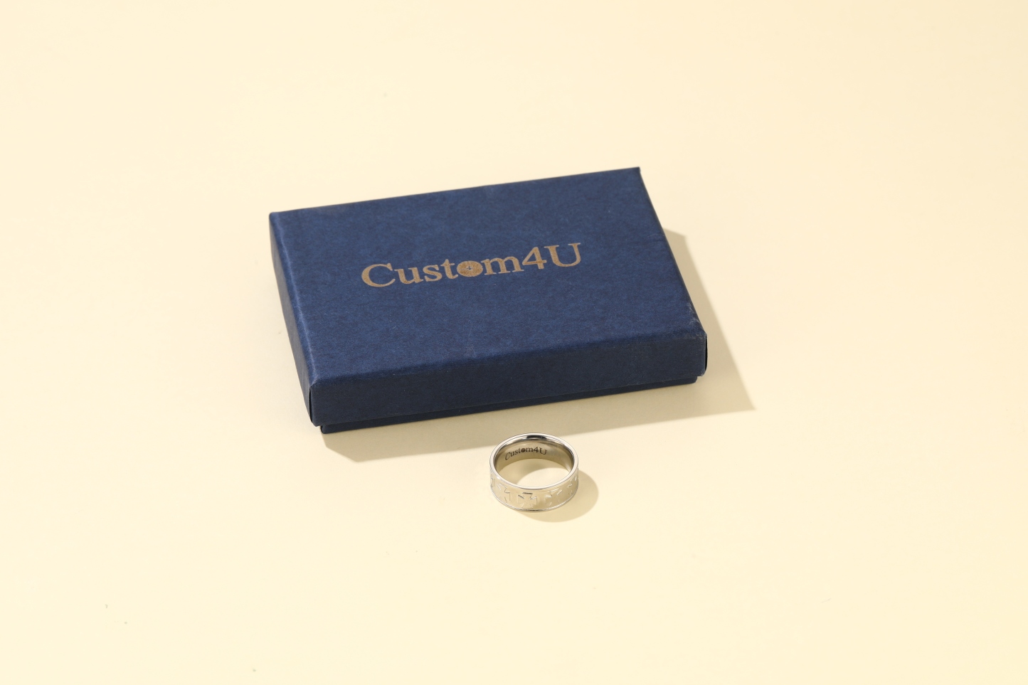 Custom4U Cross Star Engraved Stainless Steel Ring