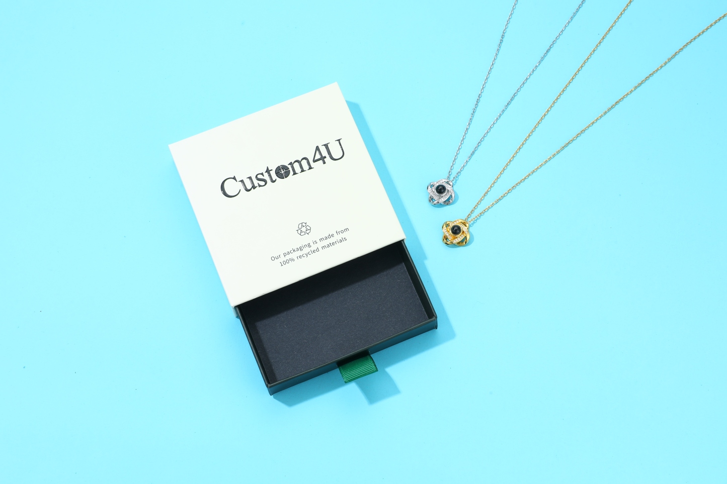 Custom4U Love Knot Photo Projection Necklace 