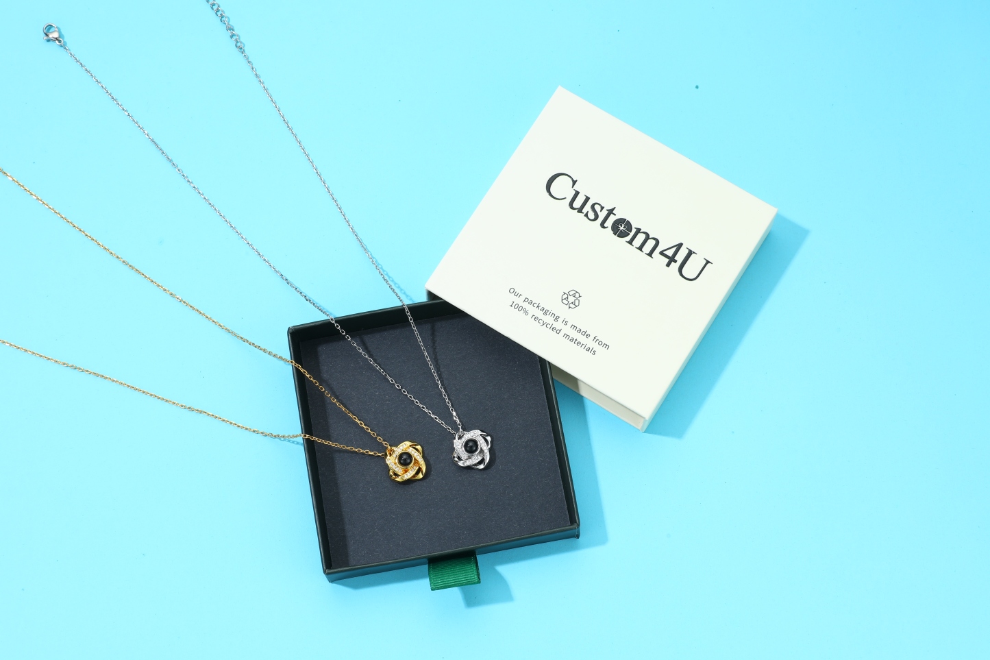 Custom4U Love Knot Photo Projection Necklace 