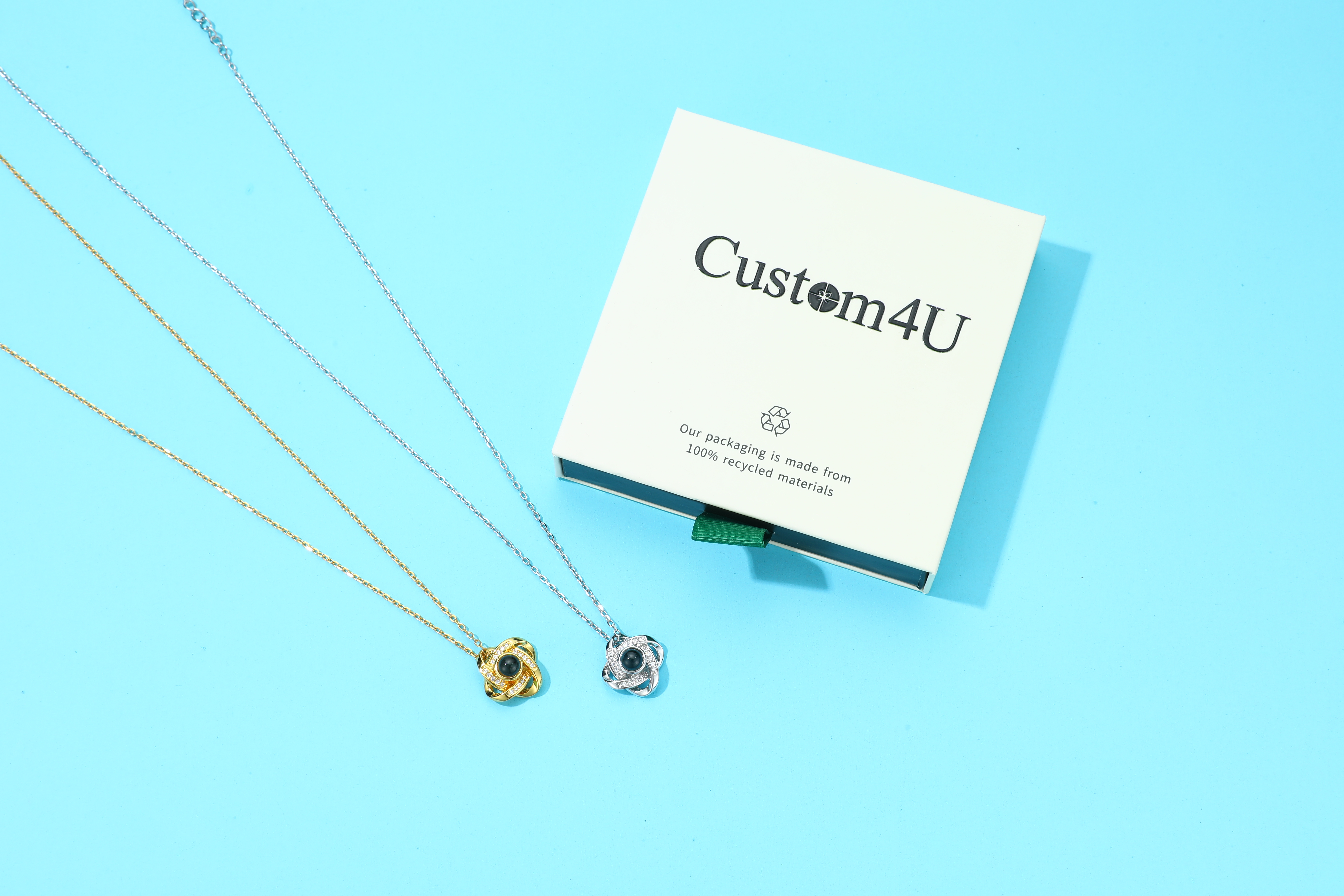 Custom4U Love Knot Photo Projection Necklace 