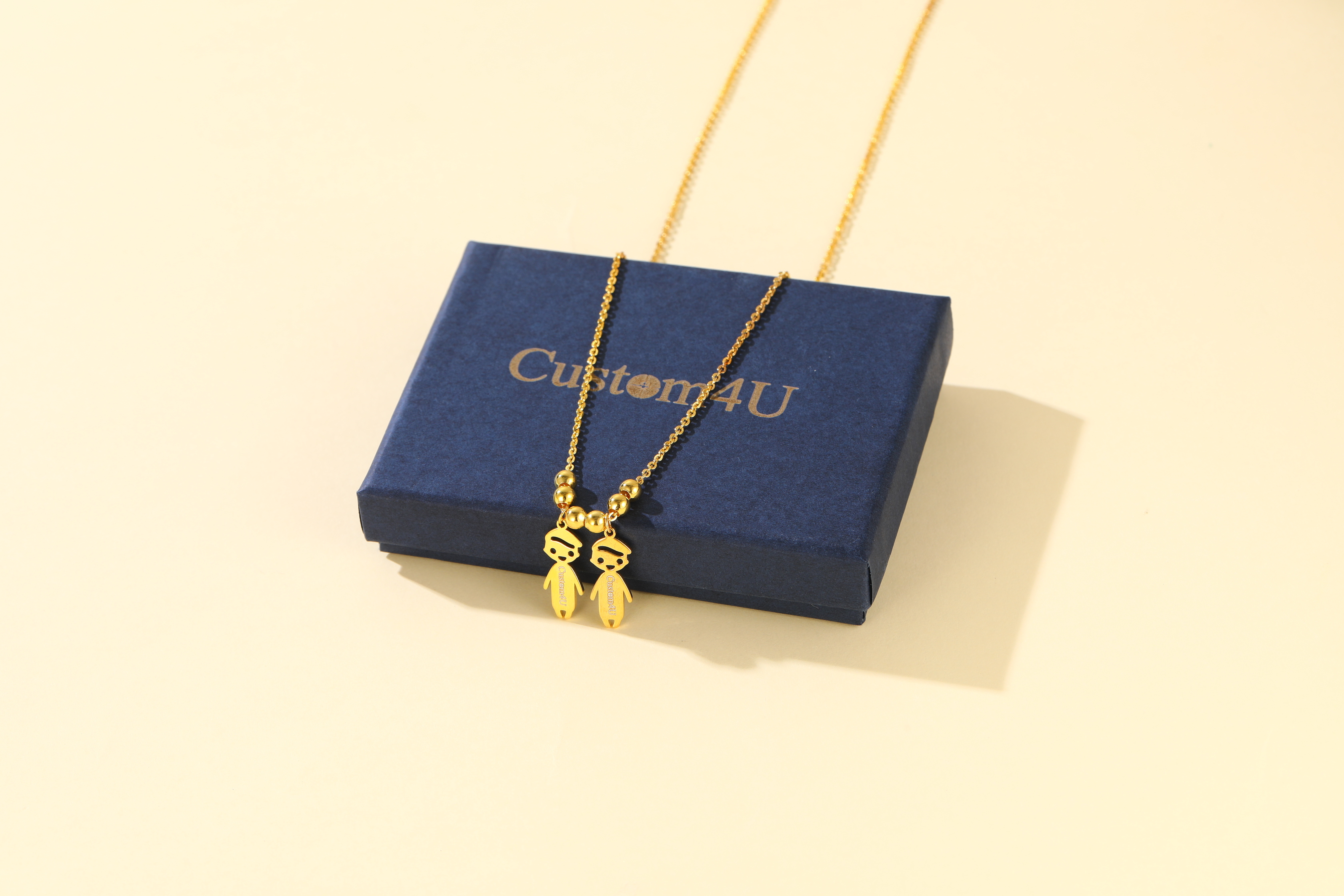 Custom4U Golden Twin Kids Necklace