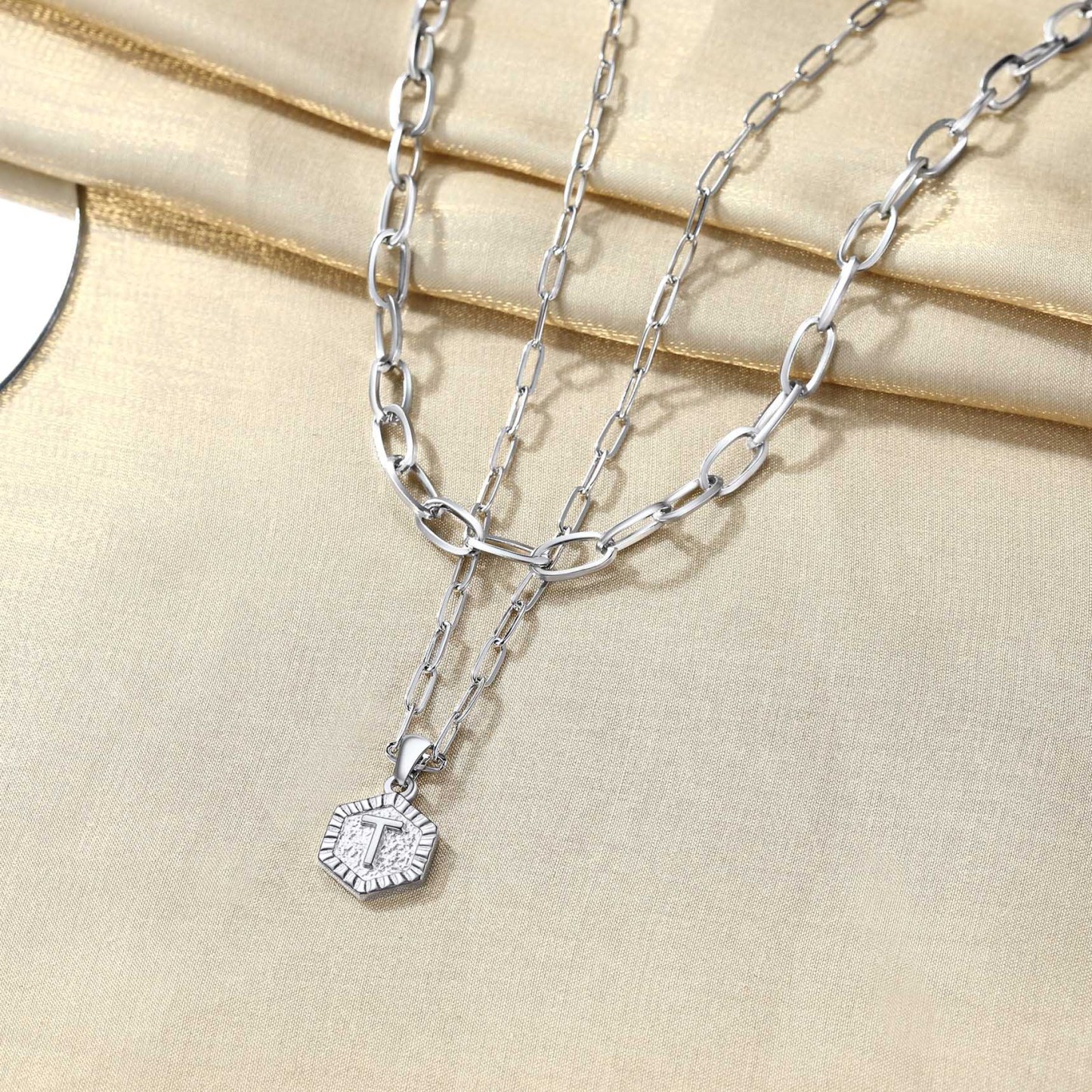 Hypoallergenic 18K Gold  Name Initial Necklaces silver