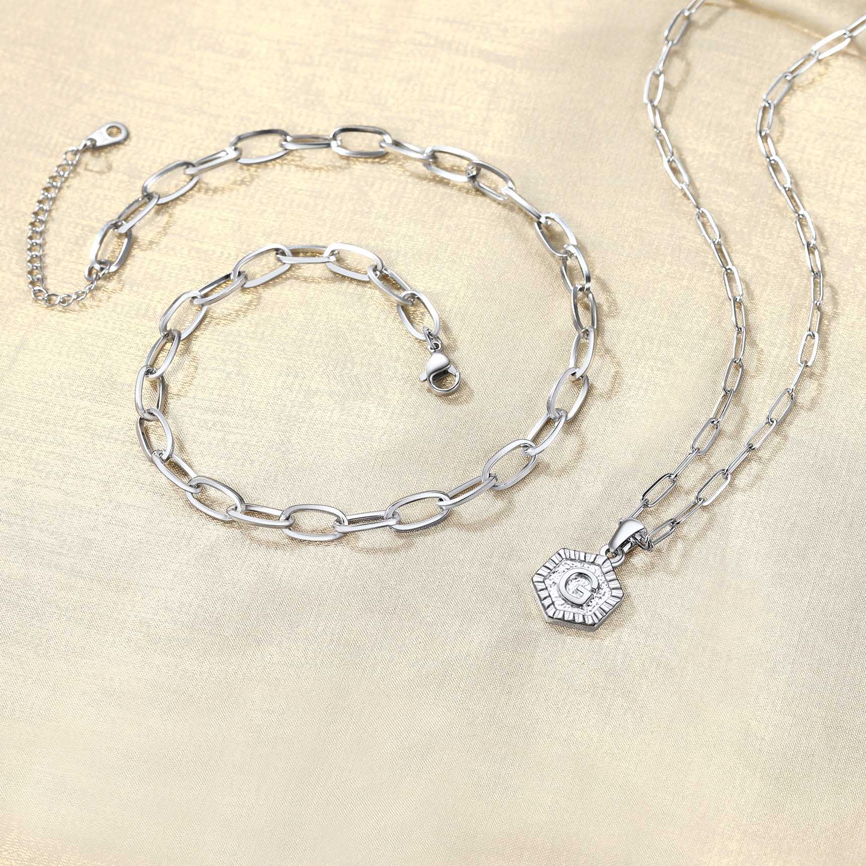 Hypoallergenic 18K Gold  Name Initial Necklaces silver G