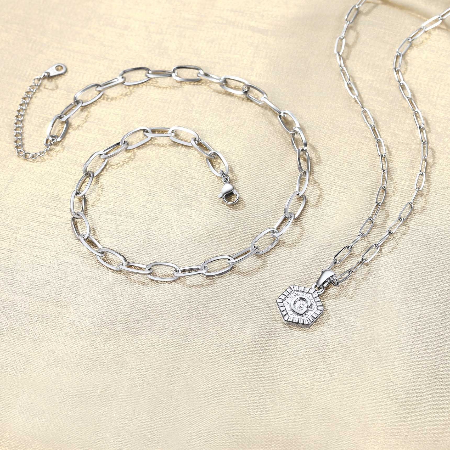 Hypoallergenic 18K Gold  Name Initial Necklaces silver G